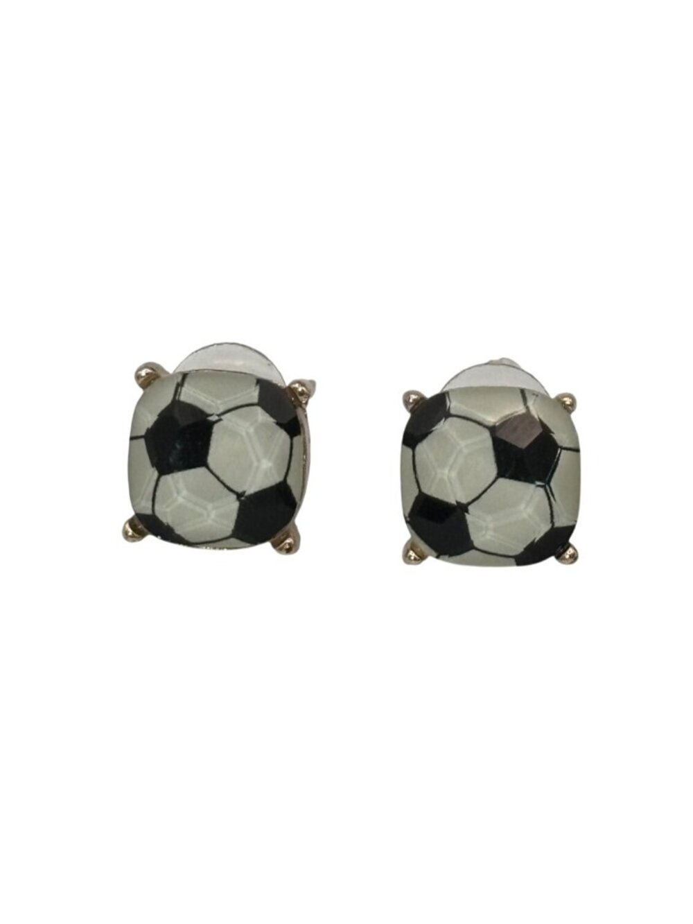 Soccer Ball-Inspired Stud Earrings With Gold-Tone Setting